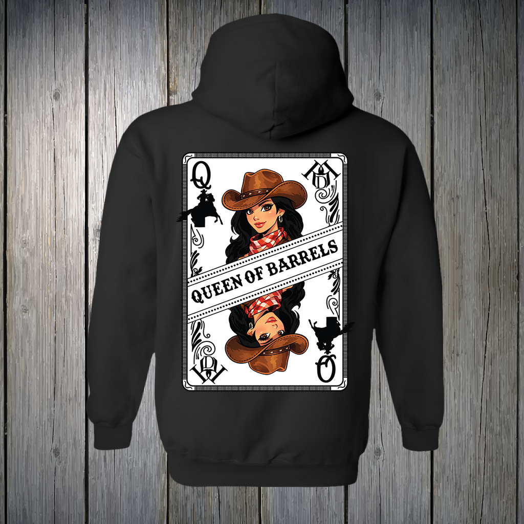 PREORDER Queen of Barrels - Brown Eyed Black Hair UNISEX HOODIE