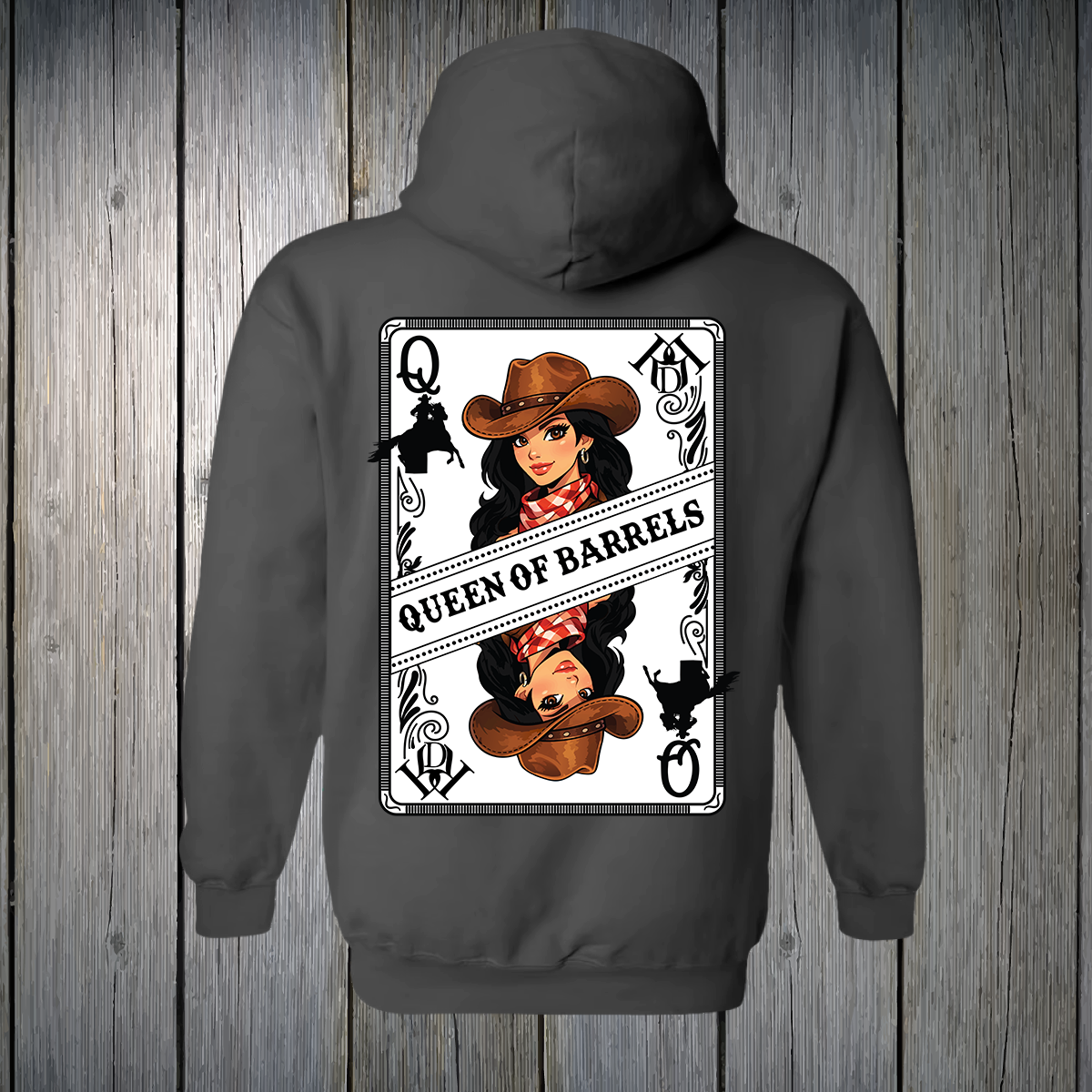 PREORDER Queen of Barrels - Brown Eyed Black Hair UNISEX HOODIE