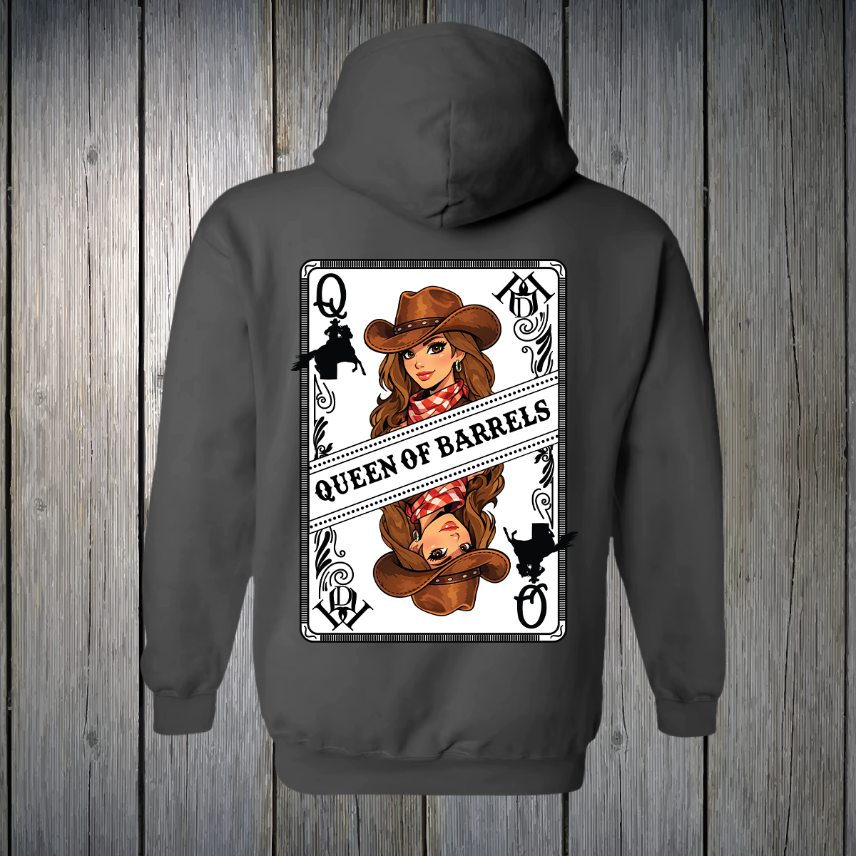 PREORDER Queen of Barrels - Brown Eyed Brunette UNISEX HOODIE