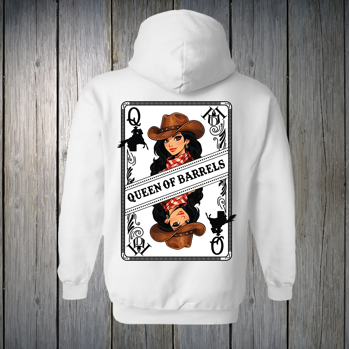 PREORDER Queen of Barrels - Brown Eyed Black Hair UNISEX HOODIE