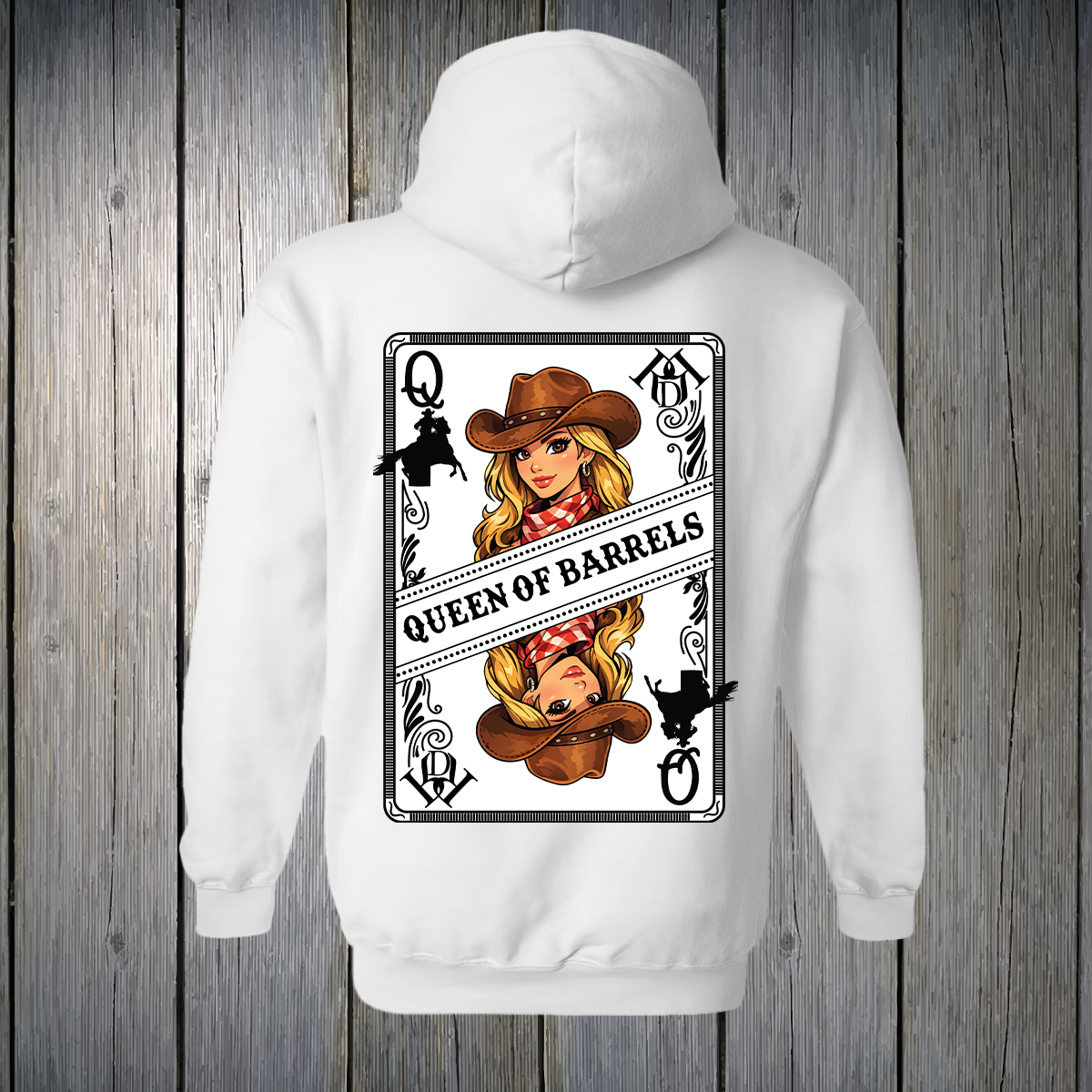 PREORDER Queen of Barrels - Brown Eyed Blonde UNISEX HOODIE