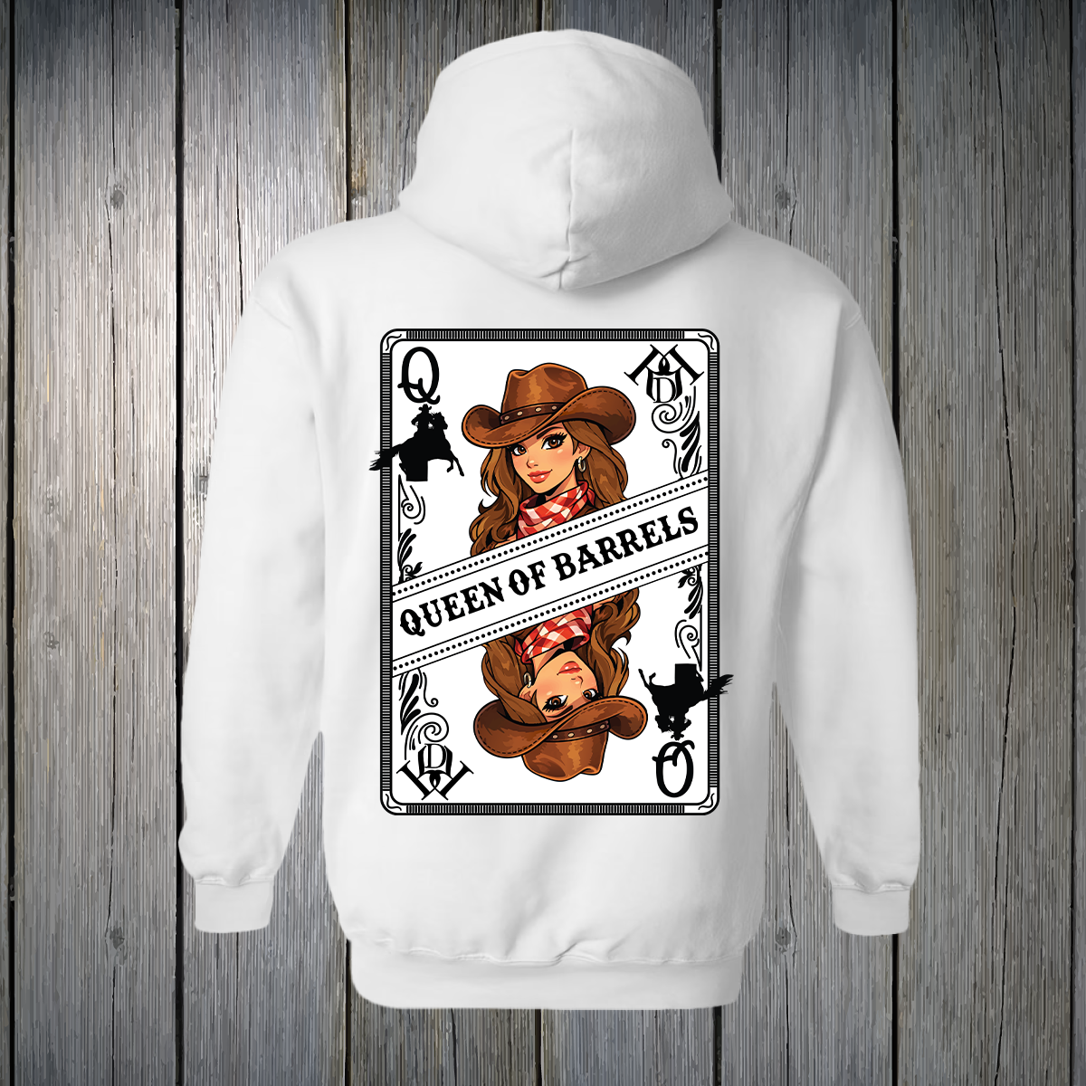 PREORDER Queen of Barrels - Brown Eyed Brunette UNISEX HOODIE