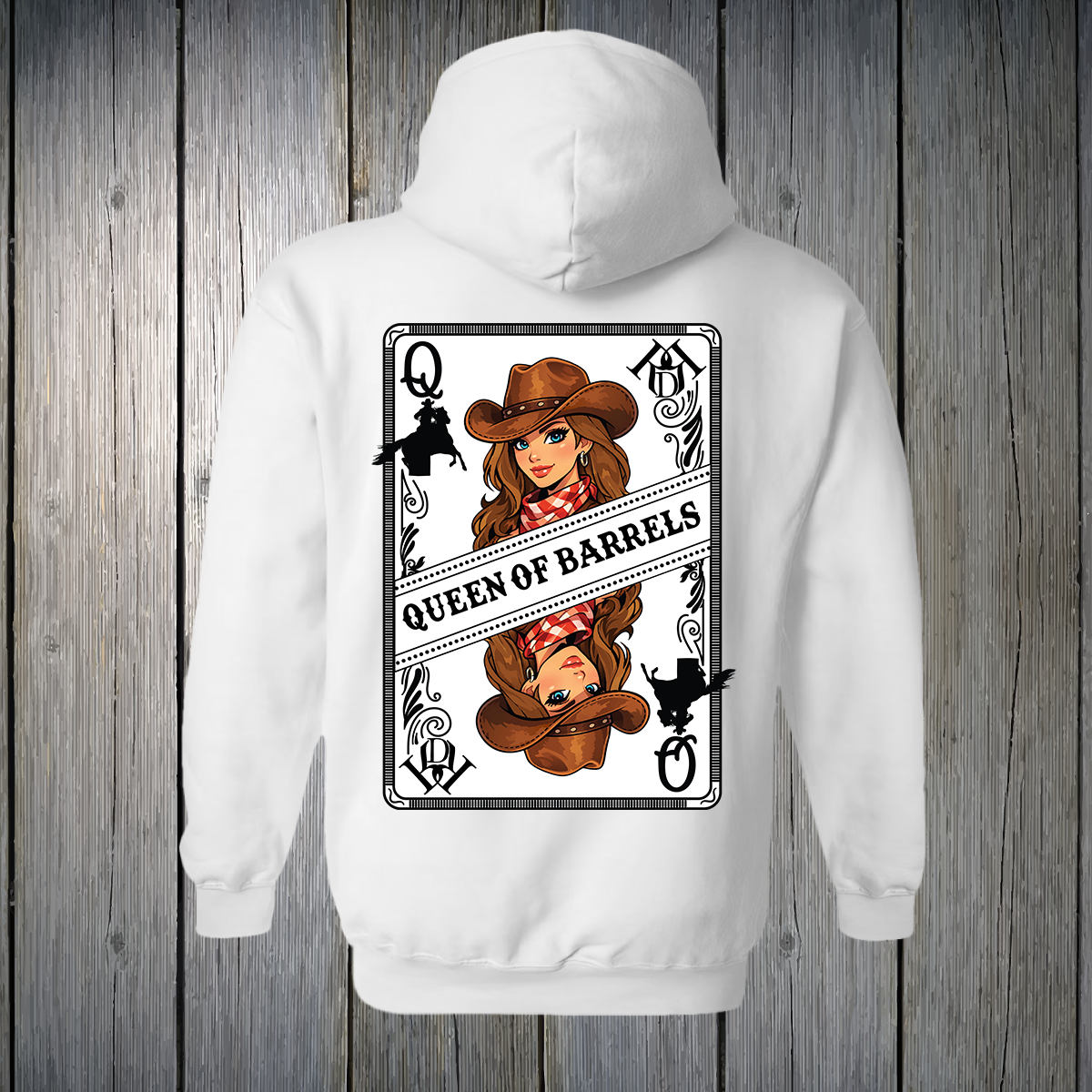 PREORDER Queen of Barrels - Blue Eyed Brunette UNISEX HOODIE