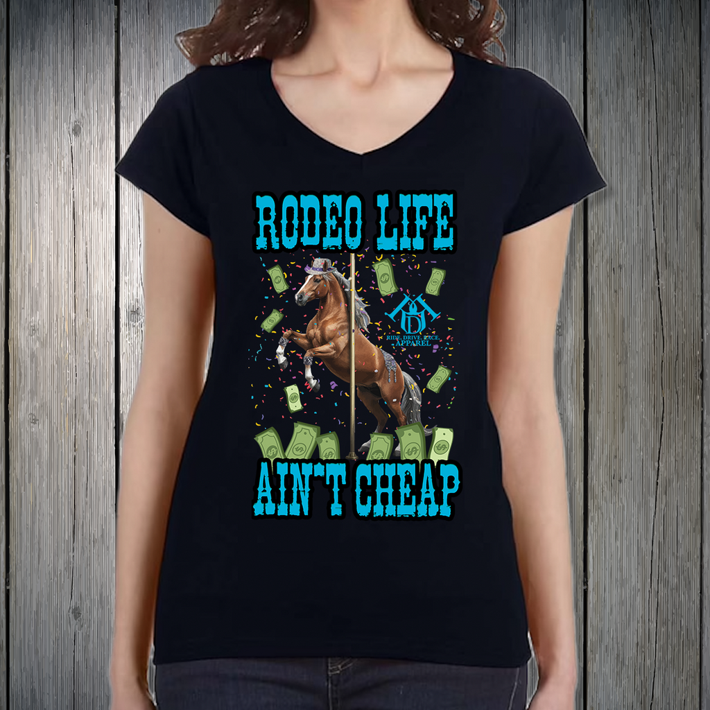 PREORDER Rodeo Life Ain't Cheap BLUE Text Womens T-SHIRT