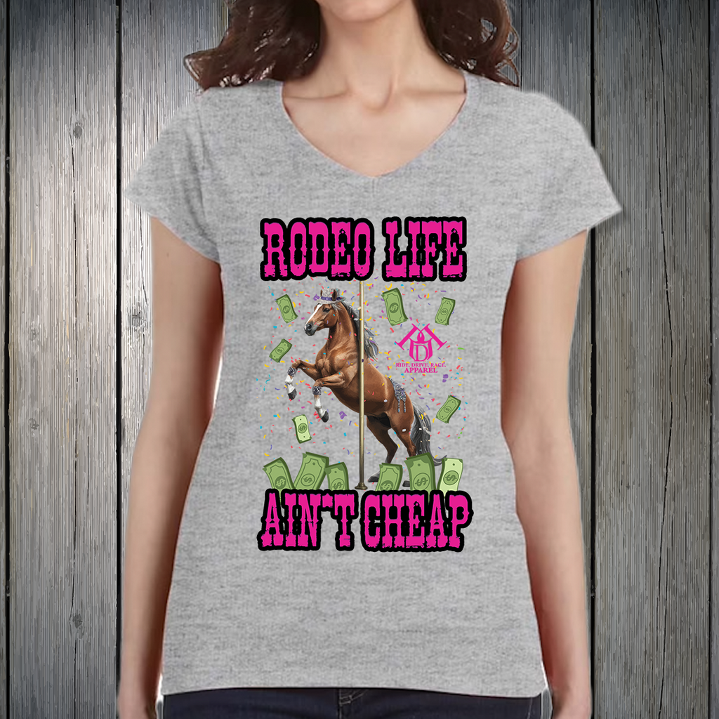 PREORDER Rodeo Life Ain't Cheap PINK Text Womens T-SHIRT