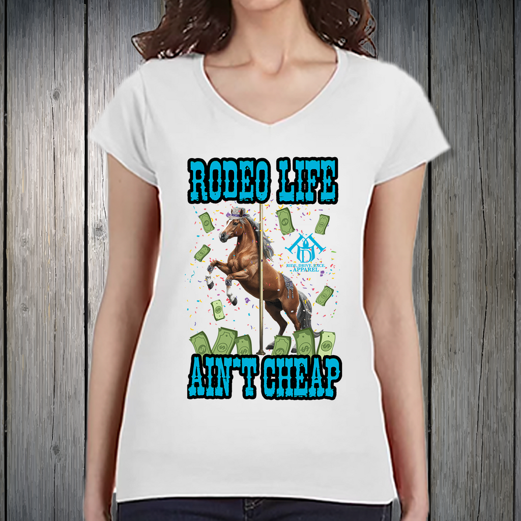 PREORDER Rodeo Life Ain't Cheap BLUE Text Womens T-SHIRT
